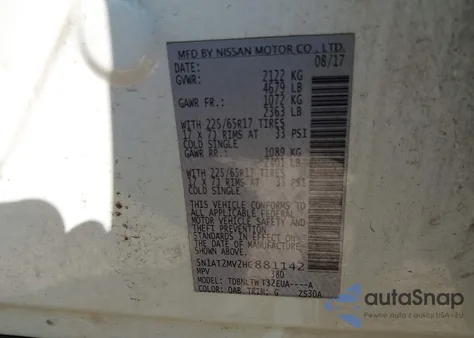 2017 Nissan Rogue Sv from USA, damaged, VIN 5N1AT2MV2HC881142